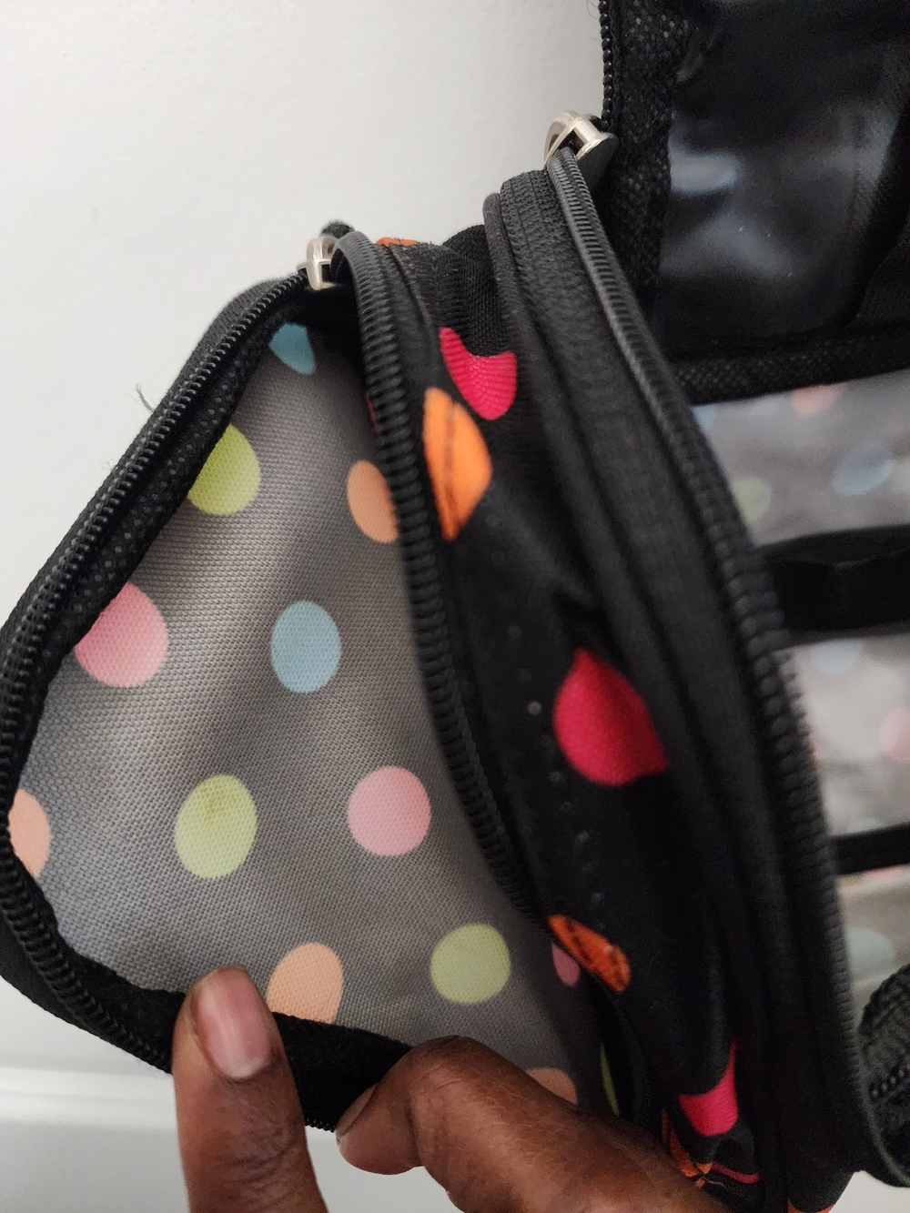 5/$30 Black Polka Dot Hanging Travel Toiletry Bag - Picture 6 of 7